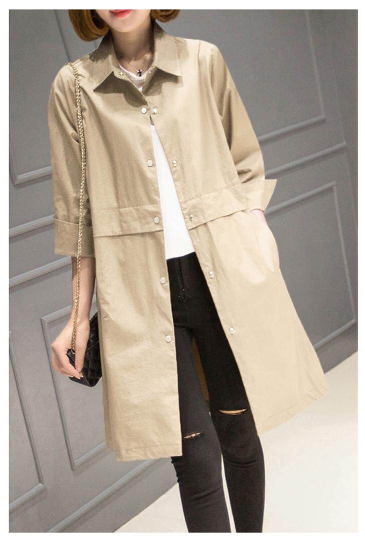 风衣外套中长款，女装风衣，千利红