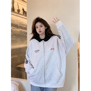 EE080-P65卫衣男女情侣薄款2024拉链开衫外套连帽女装上衣200斤图片