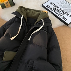 现货抖音得物二开三防加厚假两件拼接连帽棉衣冬季棉服LL9999，男装棉衣，电商A486