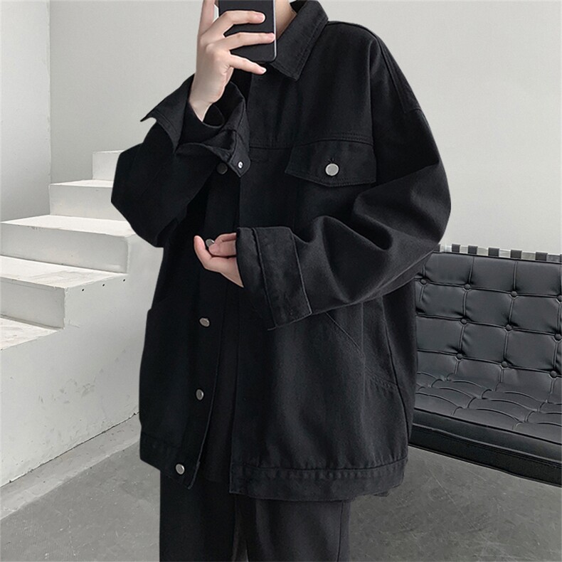 潮牌ins风美式水洗牛仔夹克男多口袋潮牌设计感夹克HY02TP60控85图片
