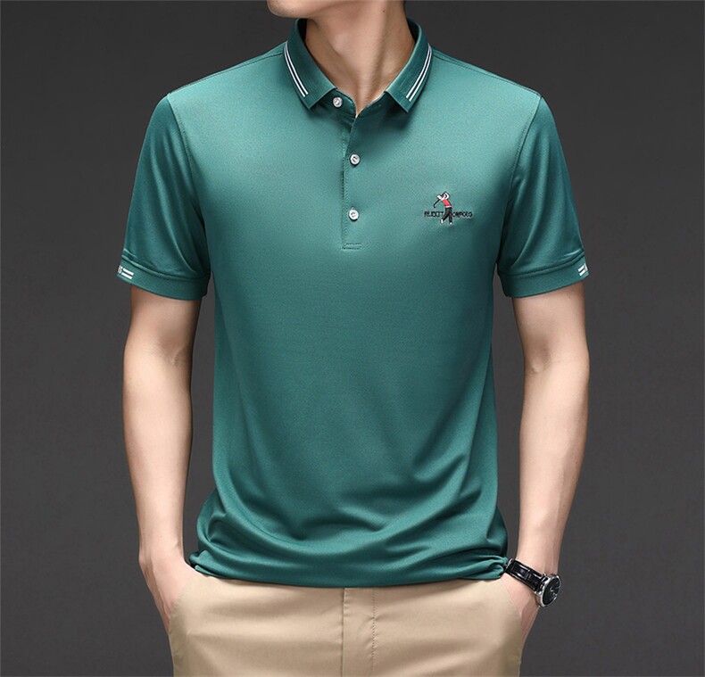 夏季男士短袖POLO衫2024新款半袖T恤休闲商务爸爸装翻领上衣男P40，男装Polo衫，钱塘6003（原4033）