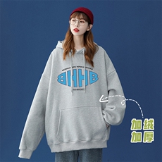 中性秋季潮流欧美印花上衣宽松连帽卫衣W236JRP35控58加绒P45，男装卫衣，A247A