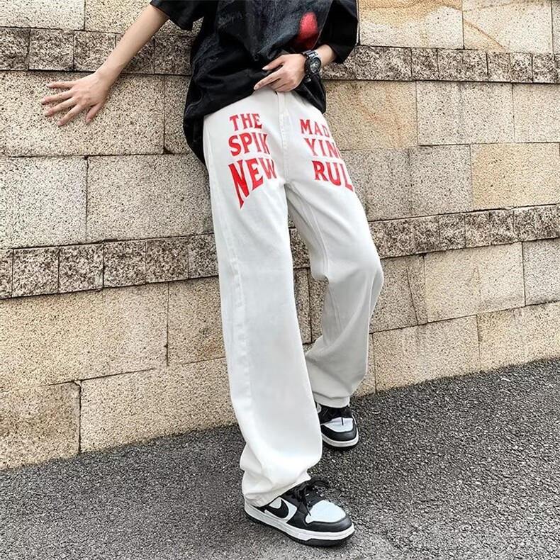 美式街头小众复古字母印花牛仔裤男潮牌炸街裤子G117P40,男装牛仔裤,星座1116-2