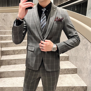 2025新款男士三件套装商务休闲西装2219-P220图片