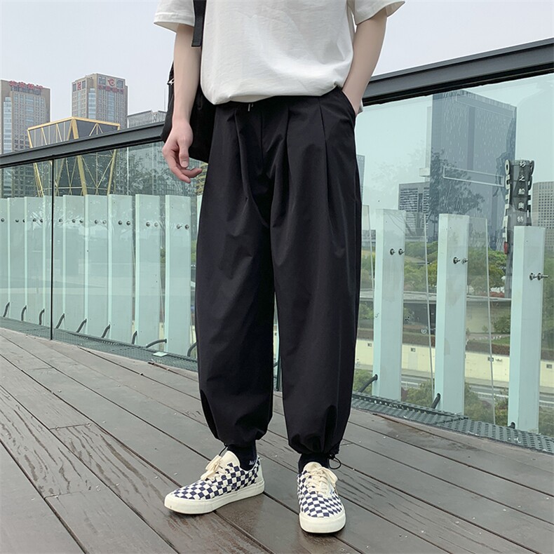 夏季薄款男裤抽绳休闲裤阔腿哈伦宽松运动灯笼九分裤h031,男装休闲裤,星座1013-1