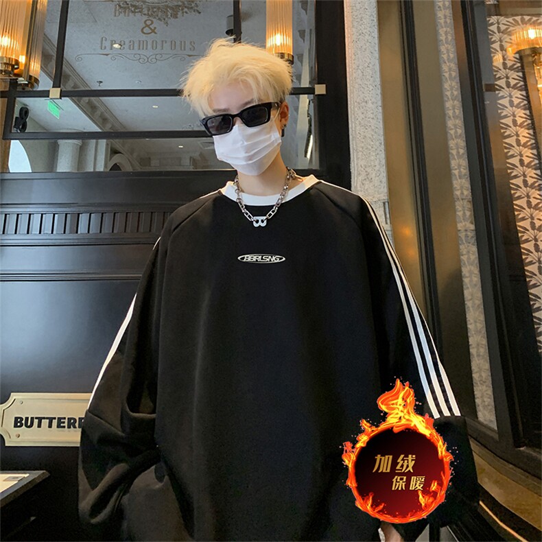 抖音得物供货提供视频秋冬重磅美式宽松织带圆领卫衣0309,男装卫衣,电商A486