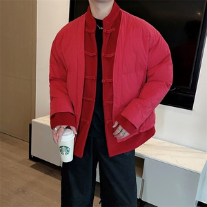 冬季风唐装棉衣男立领时尚复古假两件盘扣棉服棉袄潮M139P168图片