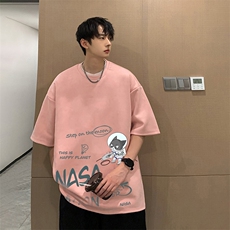 NASA联名同款麂皮绒短袖t恤男大码半袖男JD82187-P25，男装T恤，电商A040