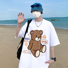 短袖t恤男宽松潮牌潮流百搭短T大码夏季圆领学生体恤，男装T恤，电商A409-1