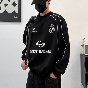 卫衣男2024秋冬季高街痞帅高级感撞色重磅宽松机车服外套 W35图片