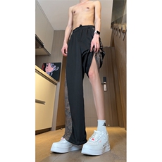 现货侧面褶皱拼接设计感风垂感冰丝休闲裤K801-P50控78，男装休闲裤，星座205-5