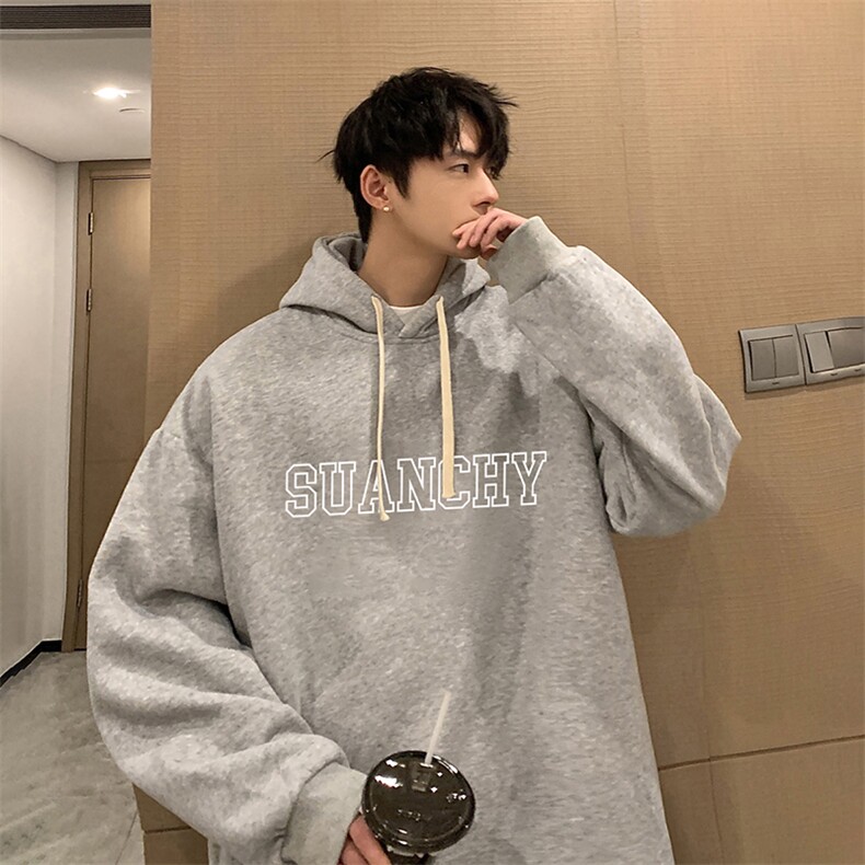 wassupcandy大码连帽卫衣男春秋季2025新款潮流重磅宽松慵懒外套,男装卫衣,电商A040