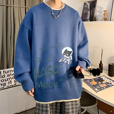 控78假两件毛衣男大码加绒针织衫男毛线衣M80187-P55加绒P70，男装针织衫/毛衣，电商A040