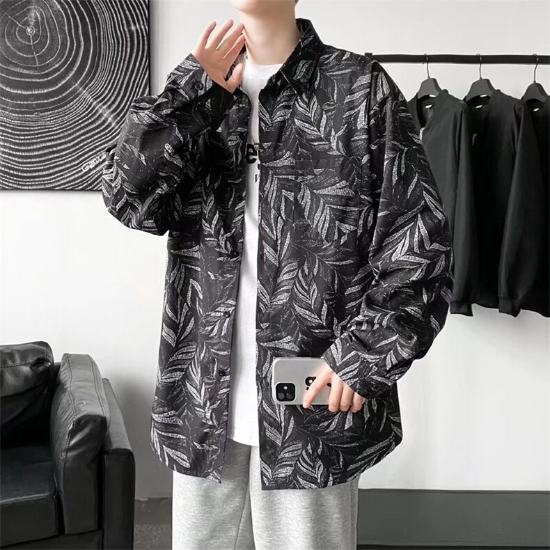 长袖衬衫春款男港风潮流CK9538P30,男装衬衫,星座1116-2