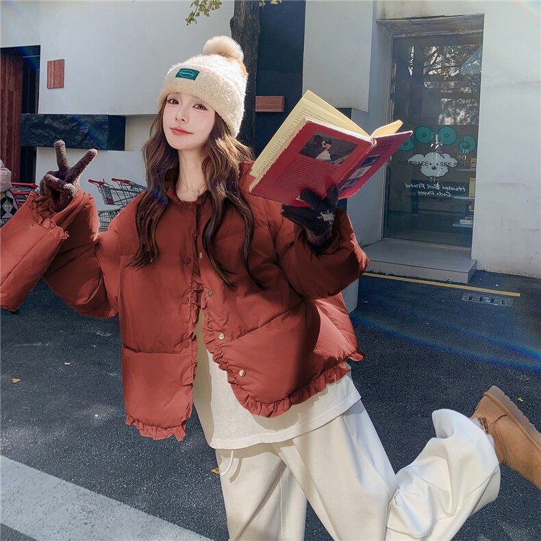 买家秀不断货主推款配包羽绒服韩系甜美花边圆领P280K465,女装羽绒服,2B137