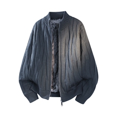 1303B-MY837-P125重磅1200g座山雕加绒狼毛绞花双拉链肌理毛衣，男装针织衫/毛衣，星座1303B