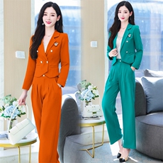 职业小西装套装女高级感2022秋装新款气质名媛女神范阔腿裤两件套，女装套装/套裙，韩美纤衣