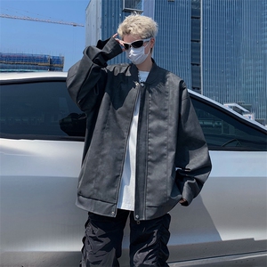 港风高街痞帅男装外套美式短款夹克PU皮机车服DSA157B-J206-P90图片