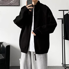 双拉链针织开衫男女韩版潮流宽松2024秋冬ins毛衣外套MZ443-P64，男装针织衫/毛衣，星座412-2