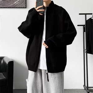双拉链针织开衫男女韩版潮流宽松2024秋冬ins毛衣外套MZ443-P64图片