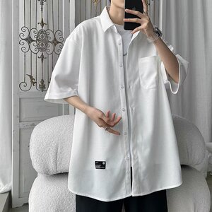 日系五分袖春夏季新款衬衫潮流慵懒男方领宽松型衬衫GC26P30图片
