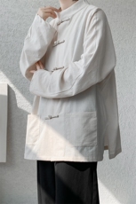 8XL-M特大码棉麻长袖衬衫风衬衫新中式打底衫CS504P68控88，男装衬衫，电商D206-1