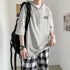 男连帽五分袖T恤宽松短袖T59P25，男装T恤，星座1116-2