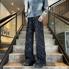 25迷彩灯芯绒小众设计飘带休闲裤男宽松休闲裤504-K852-TP35控68，男装休闲裤，星座504