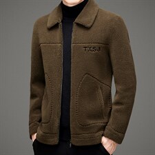 MJ-2023秋冬2021海宁男式羊毛皮草男翻领修身颗粒绒夹克P270图片