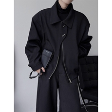 2025春暗黑设计感宽肩飞行夹克男女简约翻领长袖时髦短款宽松外套，男装夹克，星座813-3