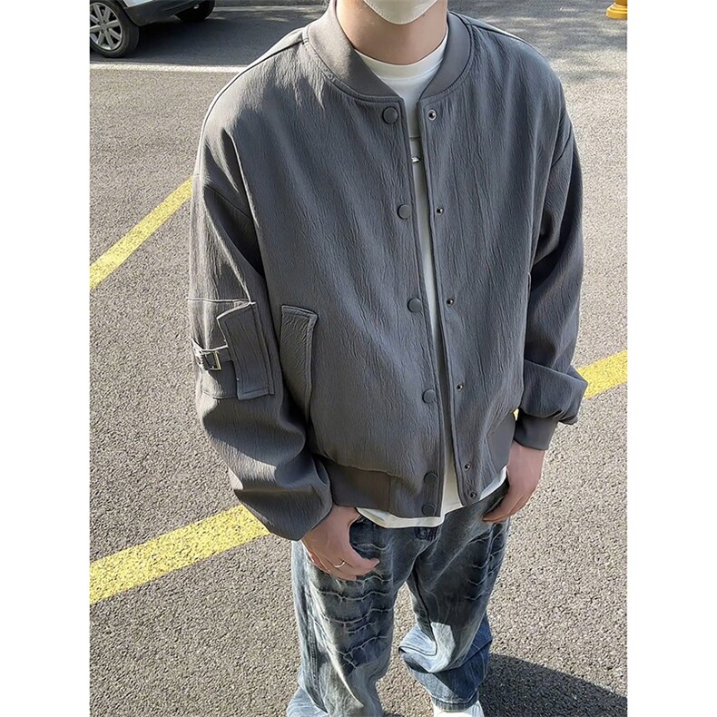 模特-美式复古小众宽松机车夹克外套男9015-P68,男装夹克,电商B380（原B361）
