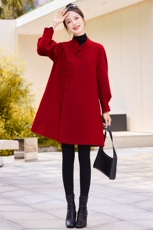 新中式双面羊毛大衣女中长款2025年春秋新款盘扣斗篷羊毛呢子外套，女装双面呢大衣，仟媚宠