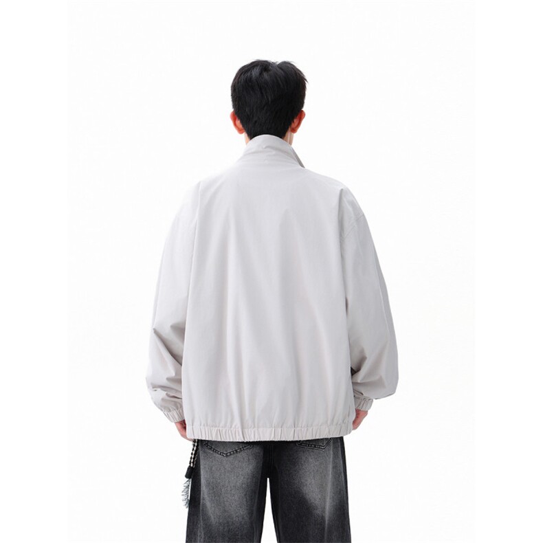 得物二开2025秋装撞色双拉头拉链夹克运动户外薄外套JK005-特P52,男装夹克,电商042