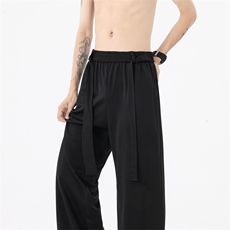 夏季新款休闲裤男纯色织带冰丝裤小众百搭长裤K3518-P45控68，男装休闲裤，星座209-2