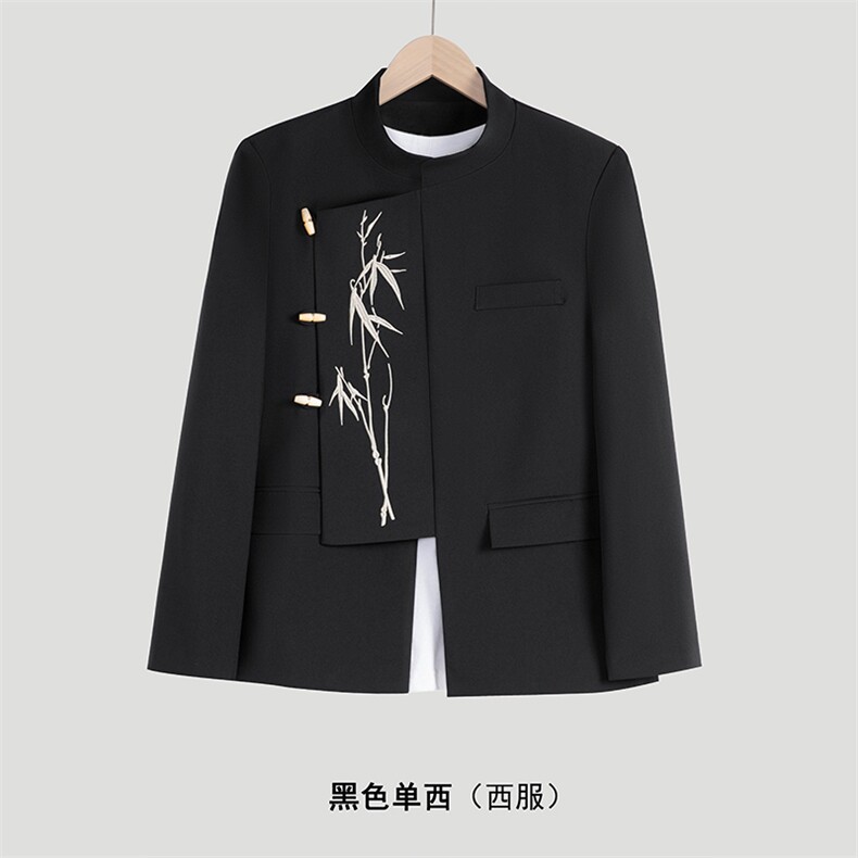 TW62-P110新中式男士礼服订婚礼西装套装风立领金竹刺绣中山,男装西服套装,星座507A（原星座306B-2）