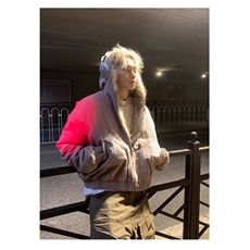 秋冬美式大毛领连帽棉服男女冬季宽松保暖座山雕棉衣WL2944-P120，男装棉衣，星座1008