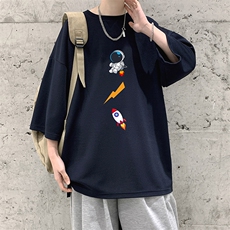 Q11165-P30春夏季七分袖t恤男大码五分袖男短袖中袖大皂风，男装T恤，电商A040
