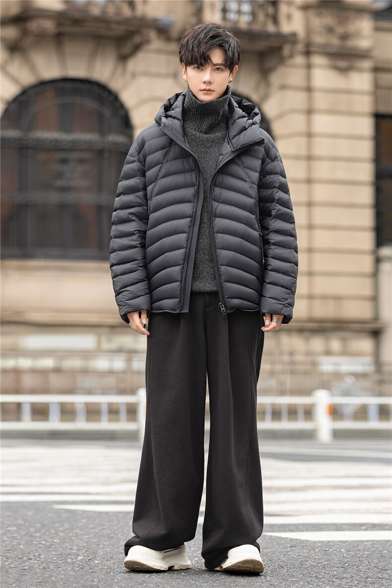 充绒210g加厚羽绒服冬季90白鸭绒连帽羽绒外套男2800-P475控898,男装羽绒服,电商A355（原A415）