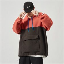 秋季新款男士宽松大码羊羔毛休闲拼接套头外套卫衣WY81/P65，男装卫衣，星座608A