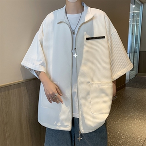 F236-P33 夏季新款潮牌ins休闲宽松衬衣慵懒百搭潮流衬衫男 现货图片