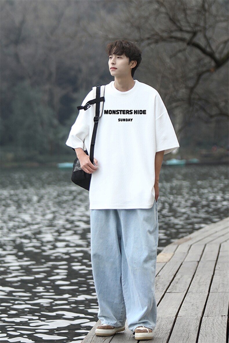 华夫格！港风华夫格短袖T恤男士半袖男五分袖体恤衫男HT105-P25,男装T恤,电商B367