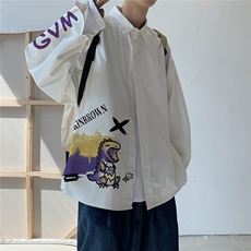 港风休闲情侣大码长袖衬衫男潮帅气潮防晒衣衬衣CS7215P35，男装衬衫，星座227-7