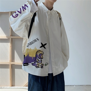 港风休闲情侣大码长袖衬衫男潮帅气潮防晒衣衬衣CS7215P35图片
