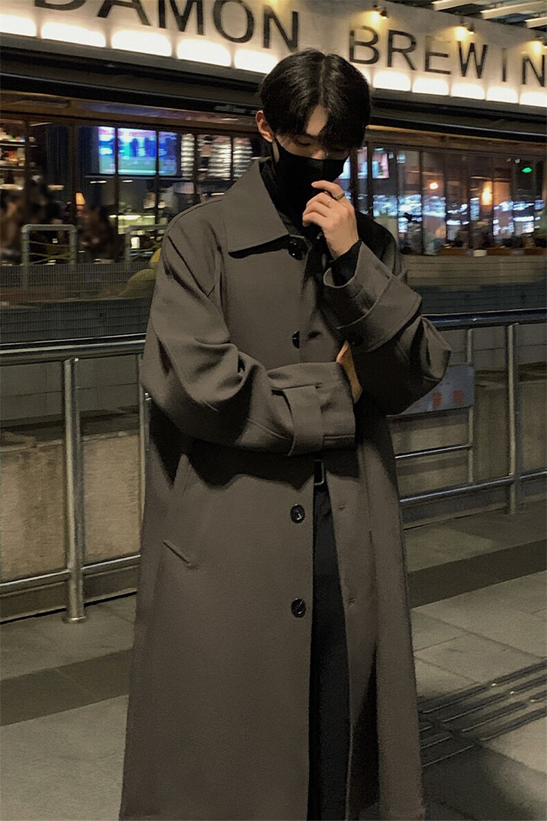 春季新款长款风衣Q2589-TP85不高级韩风休闲宽松风衣男,男装风衣,电商A102
