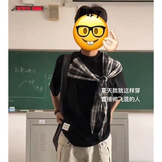 拼接格子布装饰高品质260克双纱纯棉美式高街短袖T恤特P35，男装T恤，电商A486