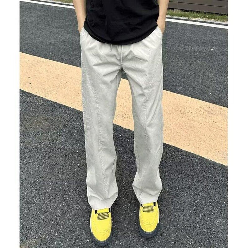 现货百搭宽松直筒休闲裤男款美式斜切工装微喇长裤子WLX022-P36,男装工装外套,星座1008