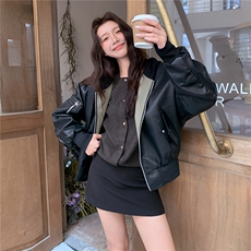 pu皮两面穿连帽皮衣休闲夹克外套女秋季新款2C353+703#P165K248，女装皮衣，2C353