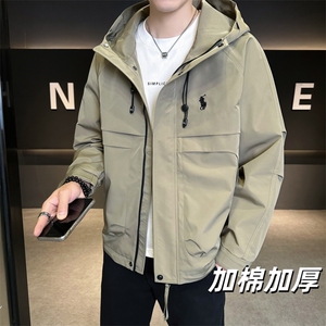 加棉加厚连帽长袖美式简约夹克秋季休闲外套NM823-加棉P100