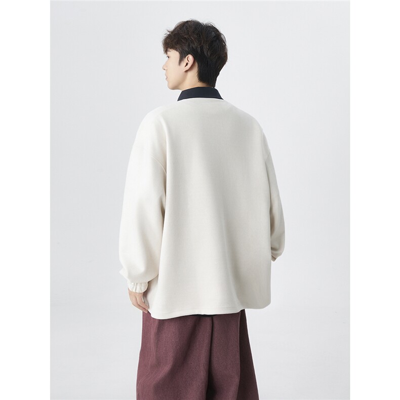 麂皮绒半拉链POLO衫男长袖潮牌拼接撞色套头上衣PL268-P55控88,男装Polo衫,星座403（原603-1）