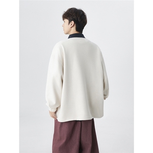 麂皮绒半拉链POLO衫男长袖潮牌拼接撞色套头上衣 PL268-P55控88图片